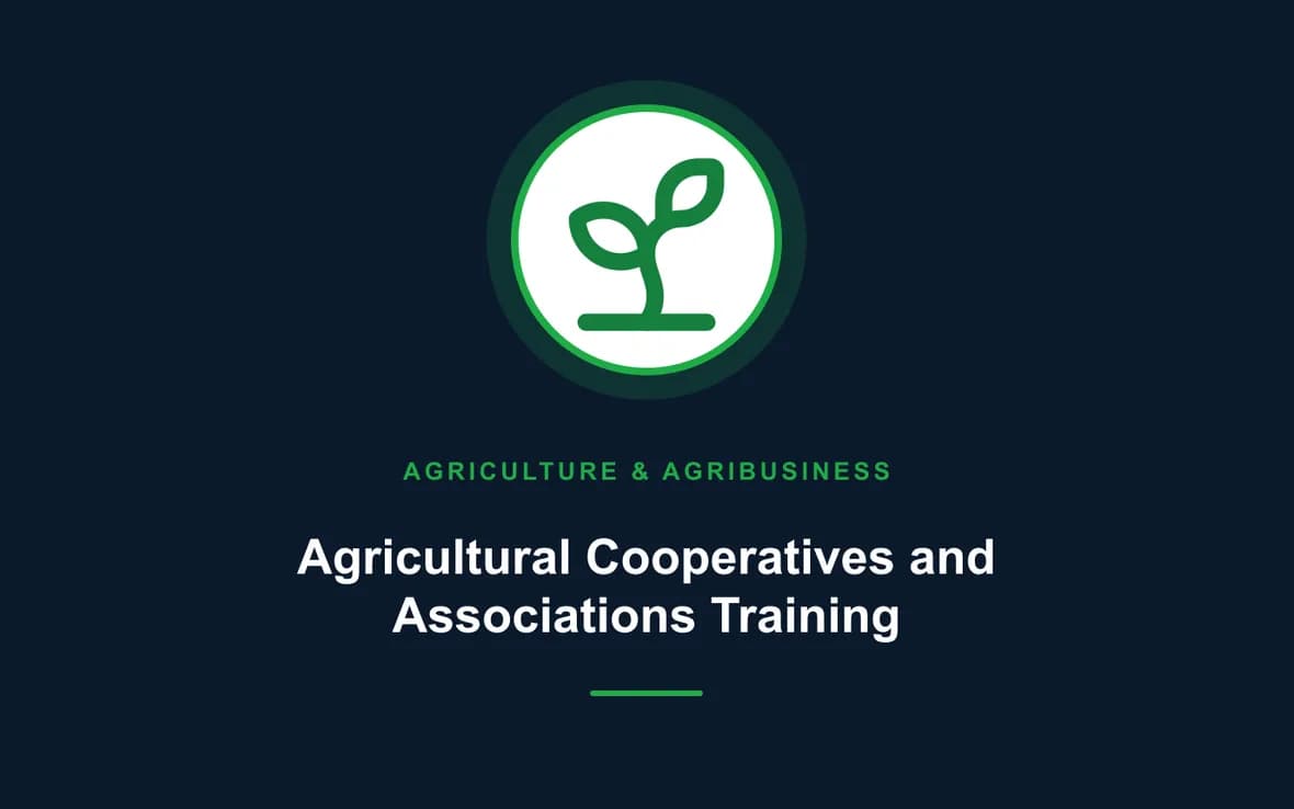 Agricultural Cooperatives and Associations Training — Agriculture and Agribusiness Sustainability training course