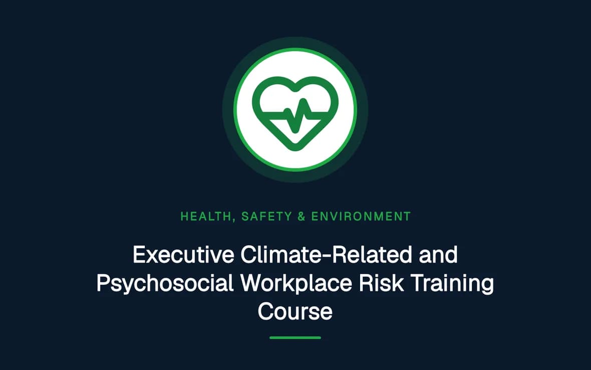 Executive Climate-Related and Psychosocial Workplace Risk Training Course — Health, Safety and Environment (HSE) training course