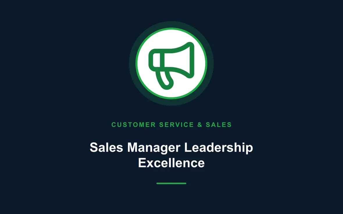 Sales Manager Leadership Excellence — Customer Service, Sales and Marketing training course