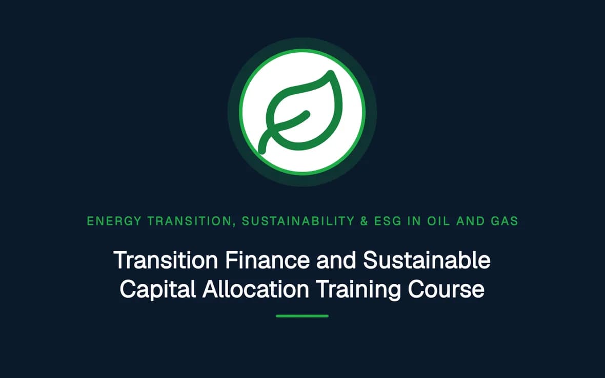Transition Finance and Sustainable Capital Allocation Training Course — Energy Transition, Sustainability & ESG in Oil and Gas training course