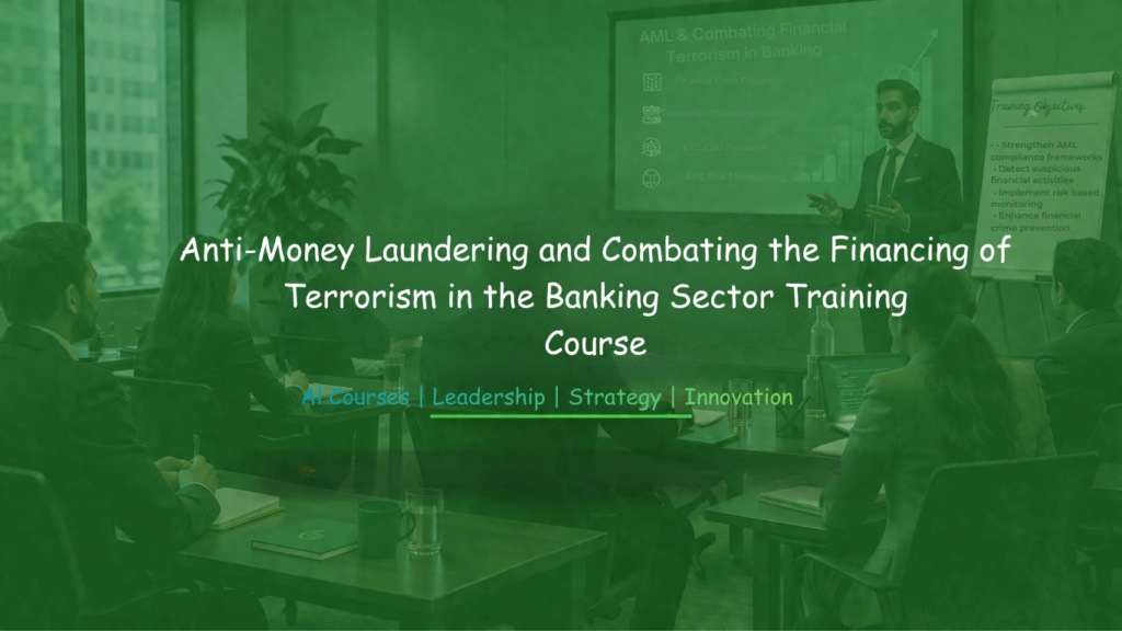 Business training session on Anti-Money Laundering and Combating the Financing of Terrorism in the Banking Sector Training with participants seated and instructor presenting slides and flipchart.