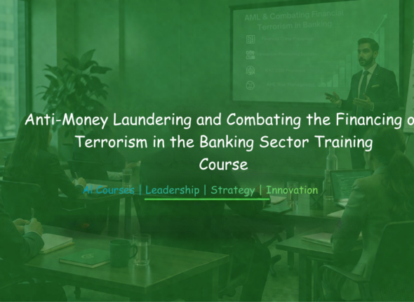 Business training session on Anti-Money Laundering and Combating the Financing of Terrorism in the Banking Sector Training with participants seated and instructor presenting slides and flipchart.
