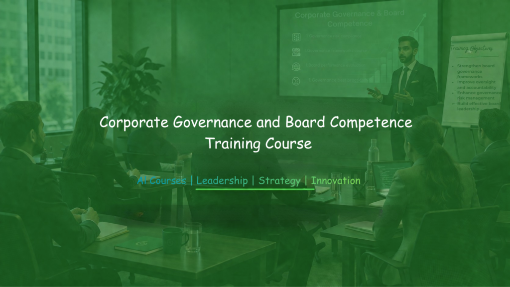 Boardroom training session focusing on governance and leadership competence.