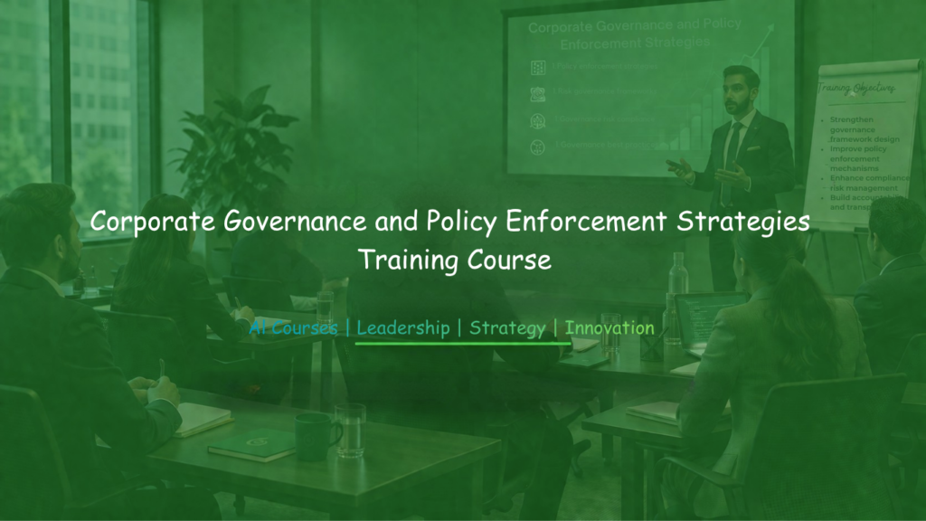 Executive presenting corporate governance frameworks and compliance strategies to a professional audience.