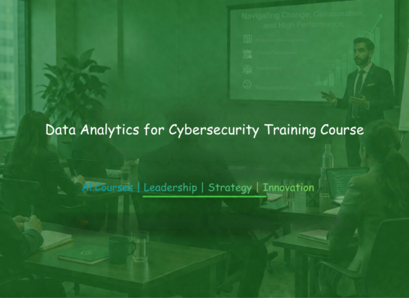 Cybersecurity professionals learning data analytics techniques to detect threats in a corporate training setting.