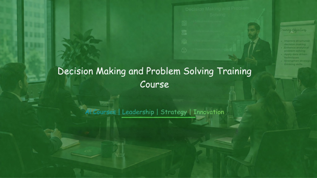 Corporate trainer guiding professionals through structured decision-making and problem-solving techniques in a workshop.