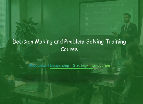 Corporate trainer guiding professionals through structured decision-making and problem-solving techniques in a workshop.