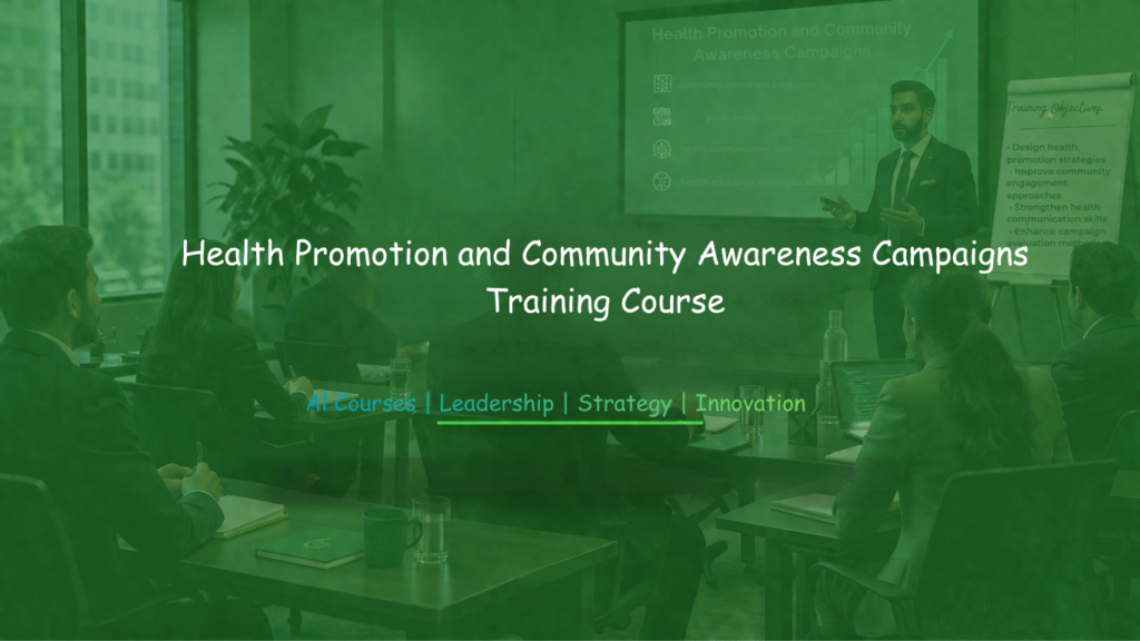 Professionals attending a health promotion and community awareness training session.