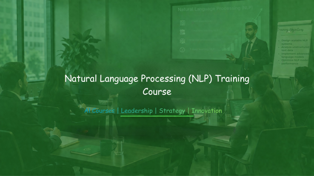Instructor teaching natural language processing concepts to data professionals in a training environment.