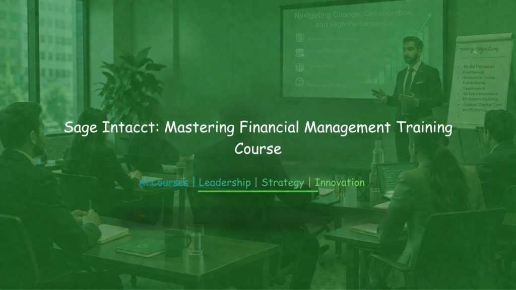 Financial training session with presenter explaining reporting and financial management concepts to professionals.