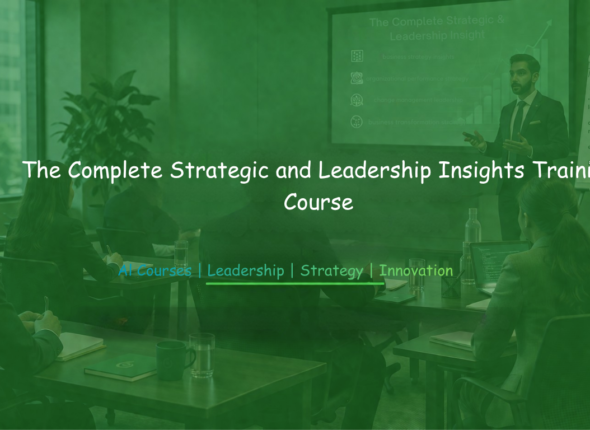 Professionals attending a strategic leadership training session with a presenter.