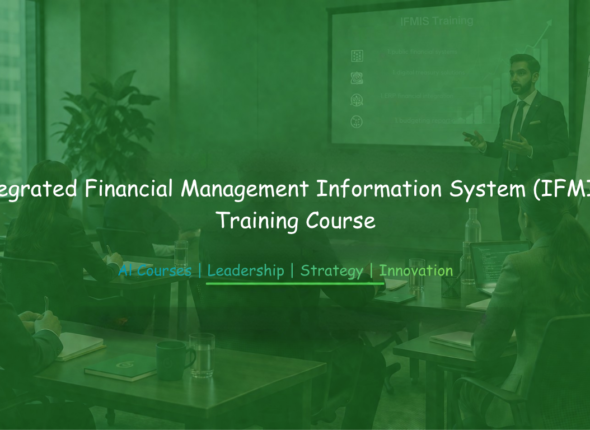 Corporate training session on Integrated Financial Management Information System (IFMIS), showing a facilitator presenting financial system concepts to professionals in a modern boardroom setting.