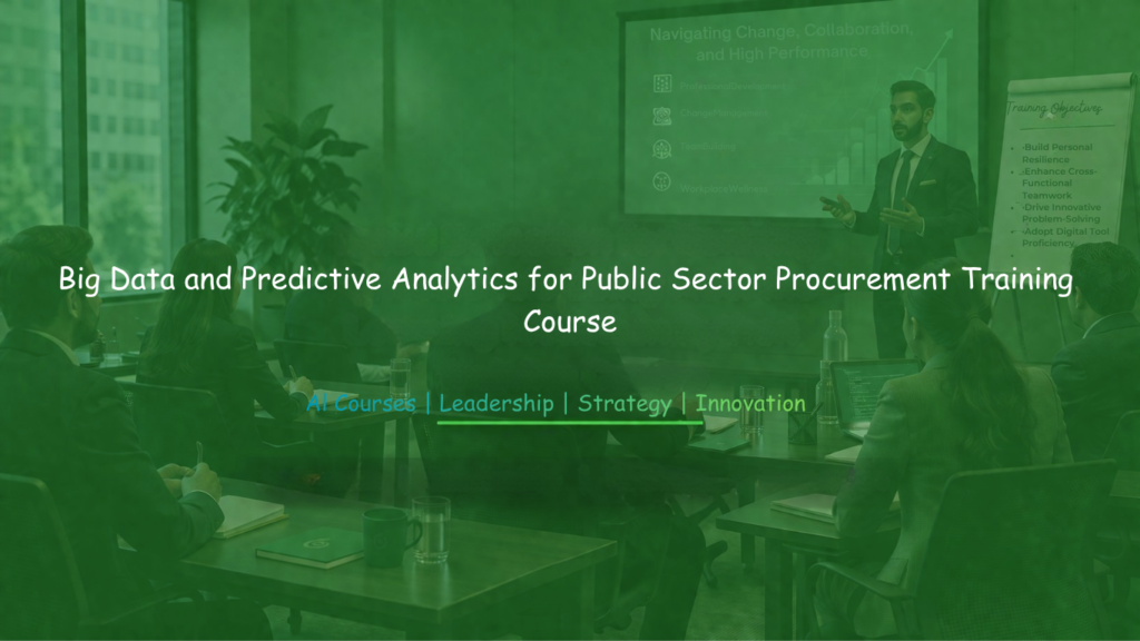 Facilitator teaching big data and predictive analytics concepts to procurement professionals in a training session.