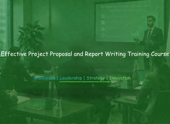 Professionals learning project proposal and report writing skills during a corporate training workshop.
