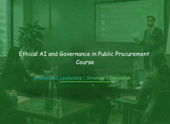 Instructor leading a workshop on ethical AI and governance principles for public procurement officials.