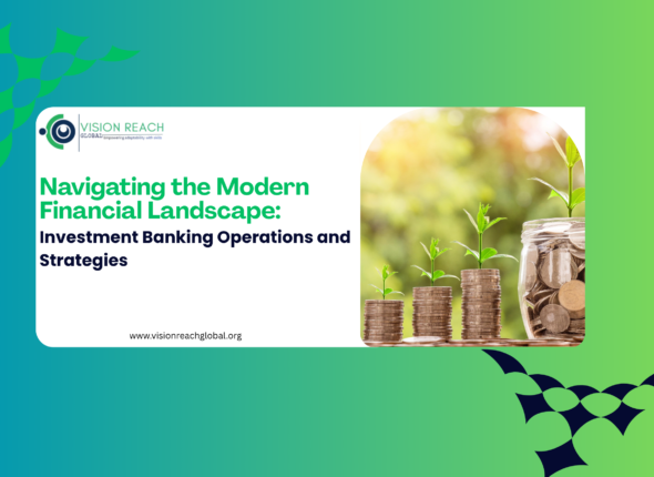 Promotional banner for Investment Banking Operations and Strategies featuring stacked coins and growing plants beside a glass jar filled with coins, symbolizing financial growth, investment planning, and banking strategy in the modern financial sector.