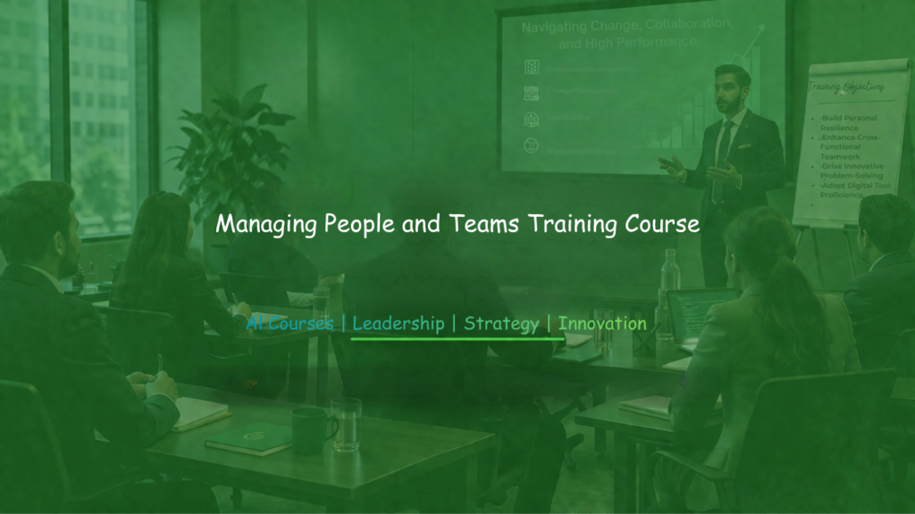 Team leaders and managers attending a people and team management training workshop in a professional corporate environment.