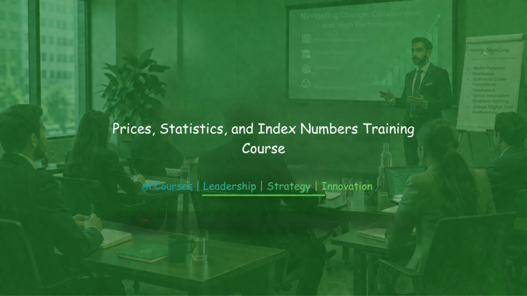Instructor presenting price statistics and index number concepts to trainees in a corporate training environment.