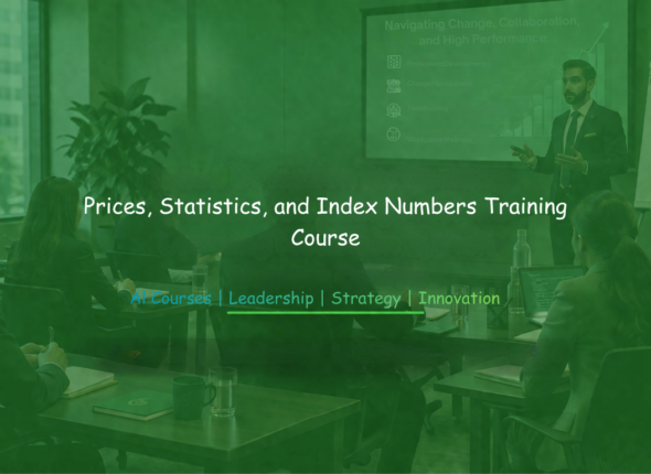 Instructor presenting price statistics and index number concepts to trainees in a corporate training environment.