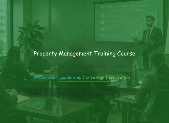 Property management training session in a corporate setting with a facilitator presenting operational property concepts.
