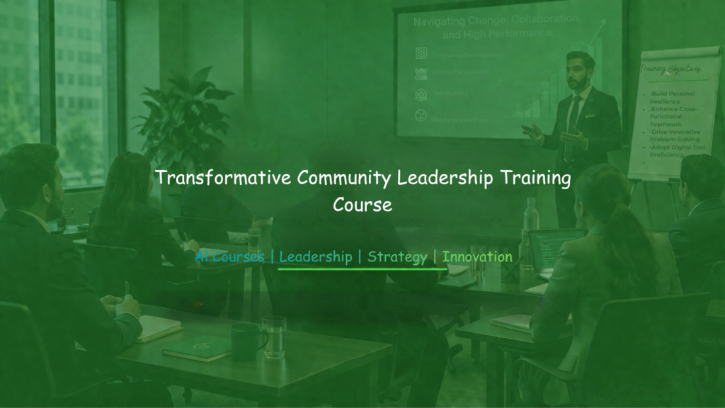 Community and organizational leaders attending a Transformative Community Leadership Training session focused on leadership development, collaboration, and community empowerment.