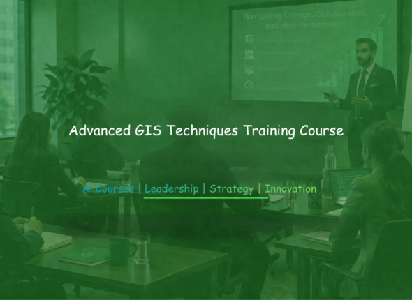Advanced GIS Techniques training course banner with a professional instructor delivering an advanced GIS presentation.